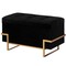 Fabulaxe Rectangle Velvet Storage Ottoman Stool Box with Abstract Golden Legs Decorative Sitting Bench for Living Room  with